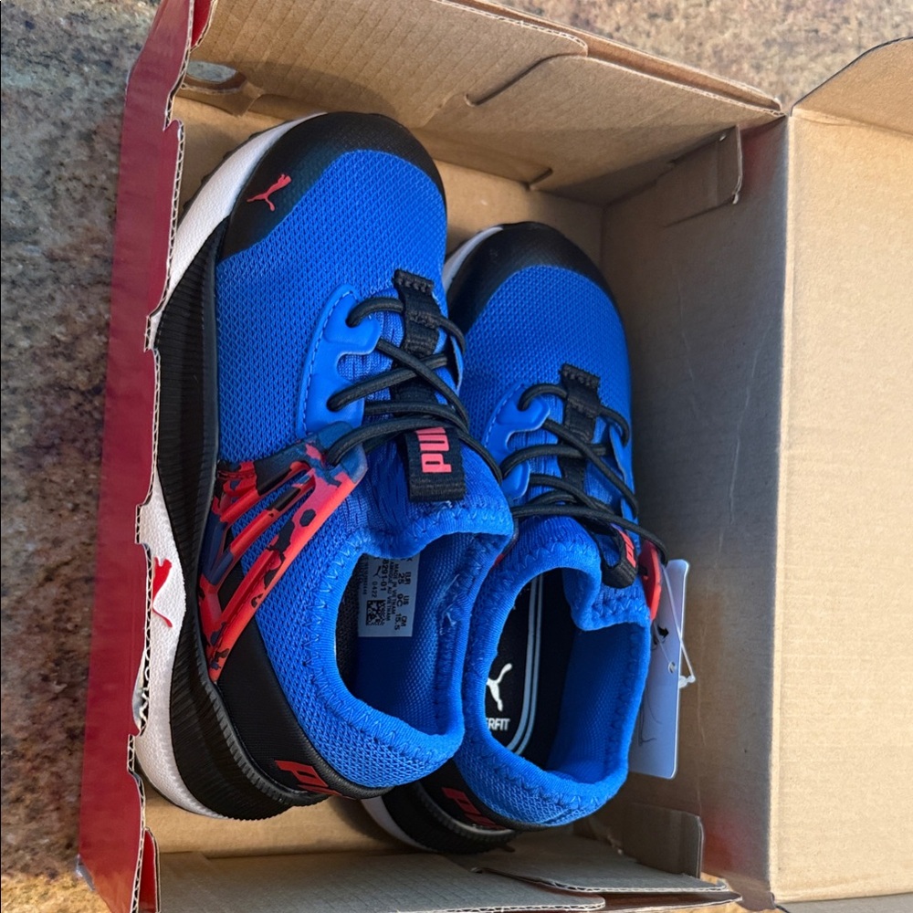 Puma Boys Vibrant Blue and Red Sneakers
